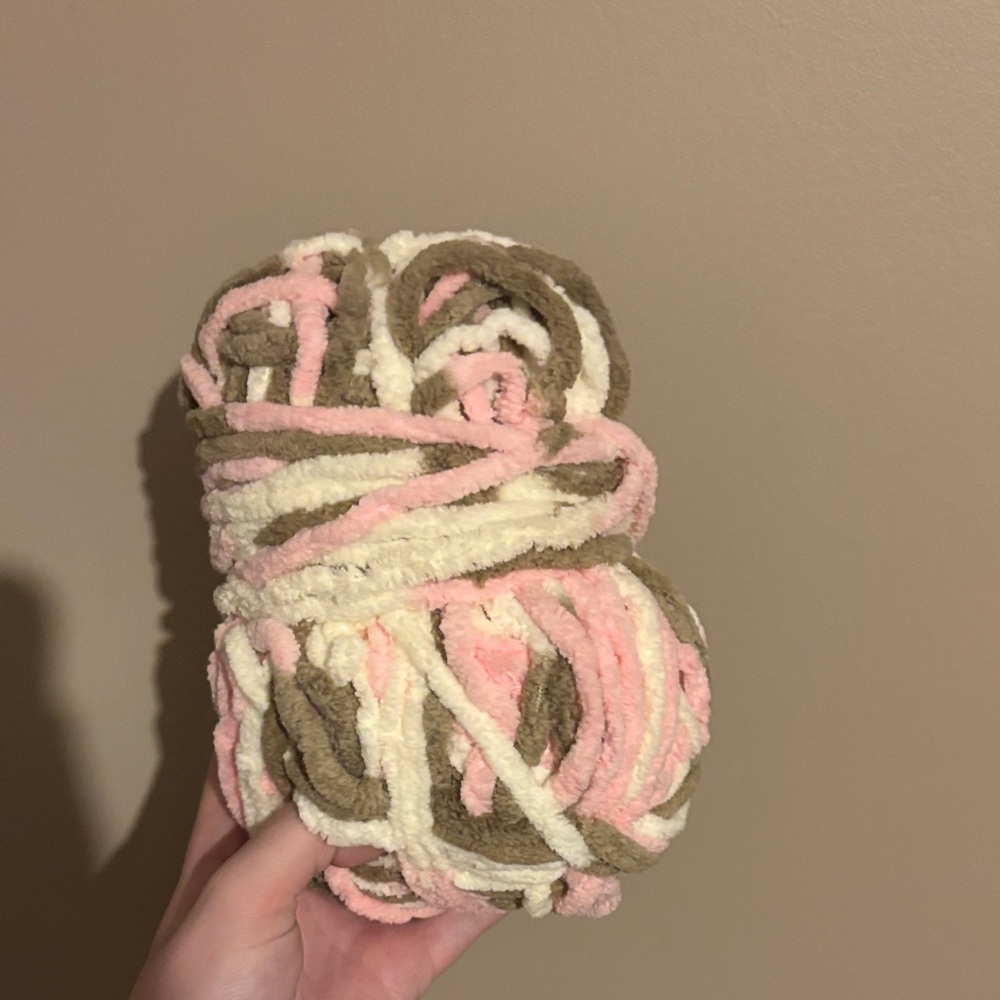 Chunky Pink, Brown and Cream Fluffy  Yarn